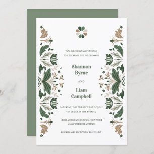 Invitation Shamrock d'art populaire irlandais Mariage celtiqu