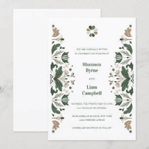 Invitation Shamrock d'art populaire irlandais Mariage celtiqu