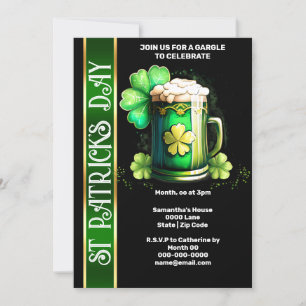 Invitation Shamrock de bière irlandaise trèfle vert noir Padd