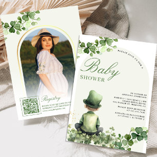 Invitation Shamrock de la Saint Patrick Baby shower Little Ma