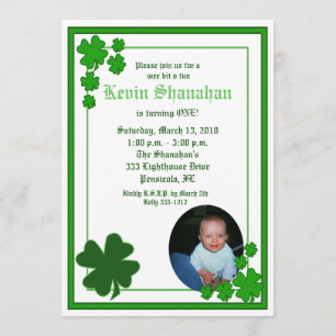 Invitation Shamrock de la Saint Patrick *PHOTO* Anniversaire