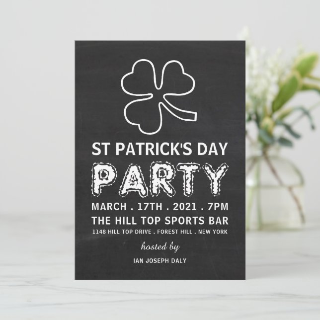 Invitation Shamrock de tableau, St Patrick's Day Party (Debout devant)