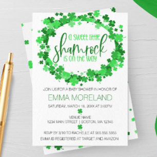 Invitation Shamrock en chemin, Baby shower de la Saint Patric