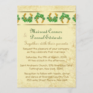 Invitation Shamrock et Mariage irlandais d'or