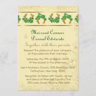 Invitation Shamrock et Mariage irlandais d'or