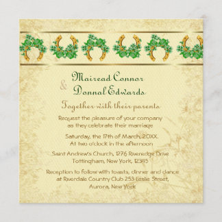 Invitation Shamrock et Mariage irlandais d'or
