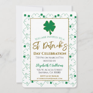 Invitation Shamrock irlandais Jour de la Saint Patrick