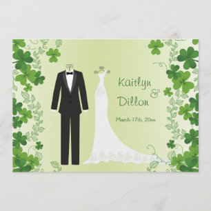Invitation Shamrock irlandais, tuxedo & gown Wedding shower