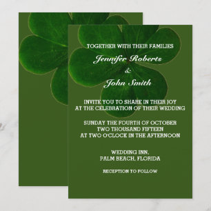 Invitation Shamrock Leaf Forest Green Colorful Mariage tendan