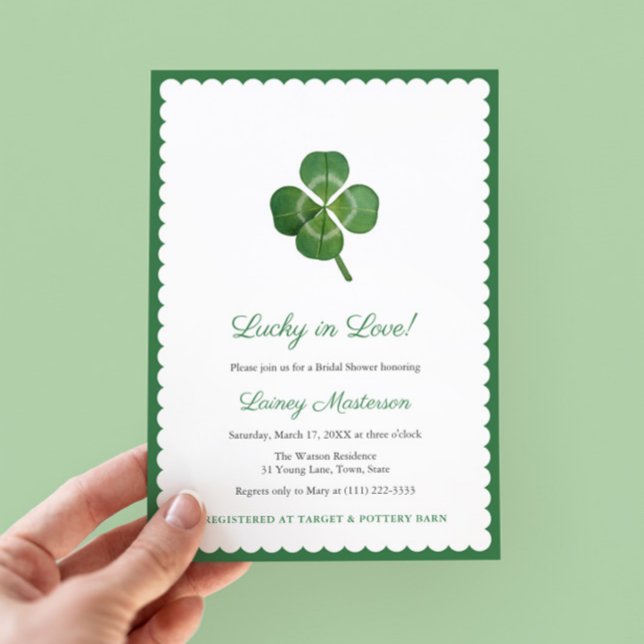 Invitation Shamrock Lucky In Love St patrick Fête des mariées (Lucky In Love! Bridal Shower theme perfect for St Patrick's Day or for a bride with Irish Heritage)
