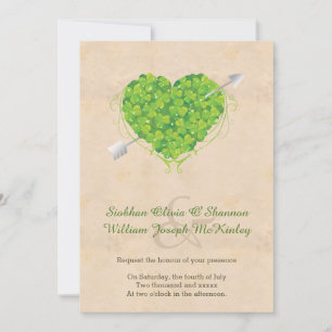 Invitation Shamrock Mariage irlandais Heart