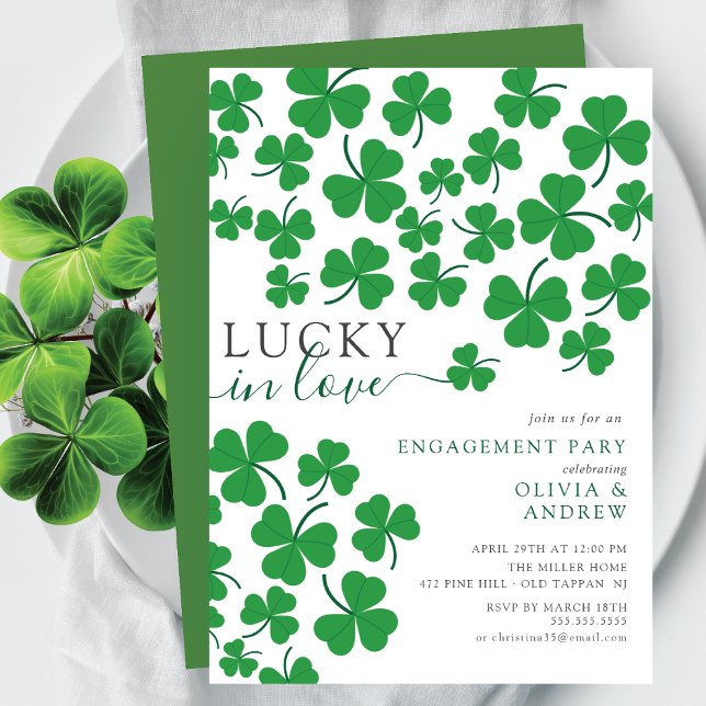Invitation Shamrock Romance Lucky in Love Fiançailles (Créateur téléchargé)