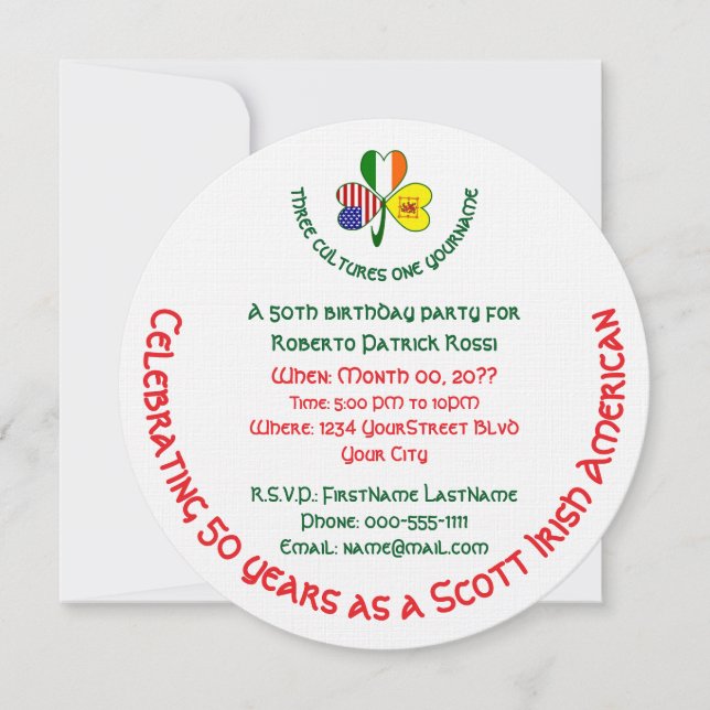Invitation Shamrock Scott Lion, Irlande, drapeaux États-Unis  (Devant)