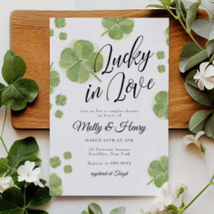 Invitation Shamrock vert Lucky dans Love Couples Fête des mar