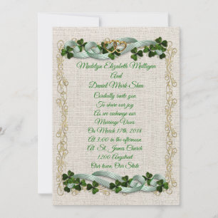 Invitation Shamrocks et rubans irlandais