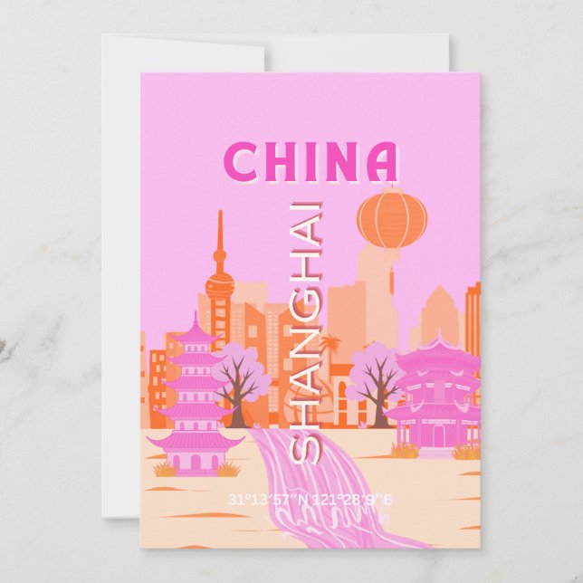 Invitation Shanghai Chine Rose Voyage Art (Devant)