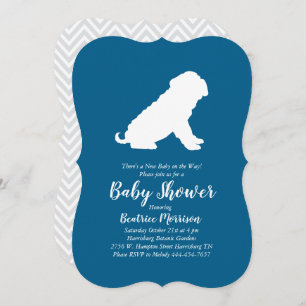 Invitation Shar Pei Chien Baby shower Blue Boy
