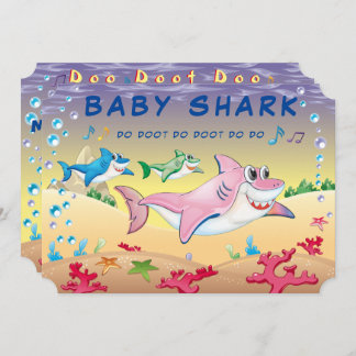 Invitation Shark 🦈 Baby Cool Fab Extraordinaire Anniversaire