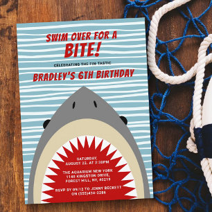Invitation Shark Bite N'Importe Quel Âge Anniversaire