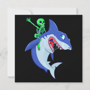 Invitation Shark Halloween Skeleton équitation Requins Amour 