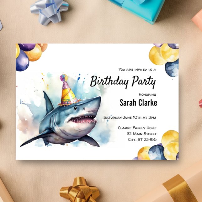 Invitation Shark Sea Life Aquarium Célébration d'anniversaire (Créateur téléchargé)