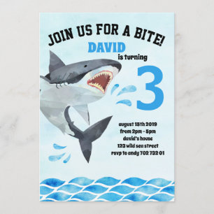 Invitation Shark Summer Boy Anniversaire de fête Sharktastic