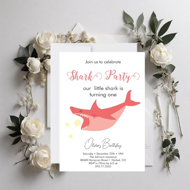Invitation Shark Summer Party Baby Bash fête d'anniversaire (Créateur téléchargé)