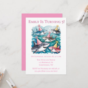 Invitation Sharks mignonne Sous La Fête D'Anniversaire Des Fi