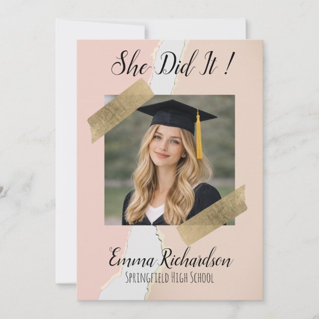 Invitation She Did It photo graduation (Devant)