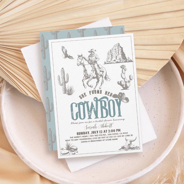 Invitation She Found Her Cowboy Blue Bridal Shower (Créateur téléchargé)