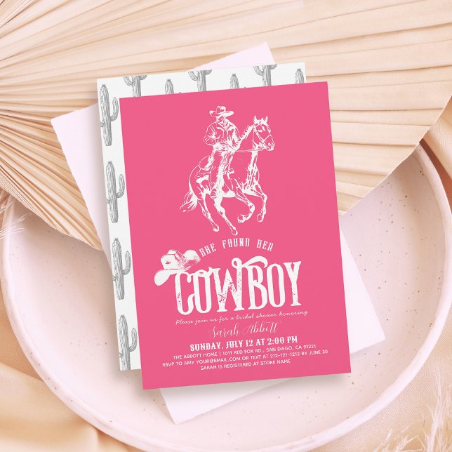 Invitation She Found Her Cowboy Pink Bridal Shower (Créateur téléchargé)