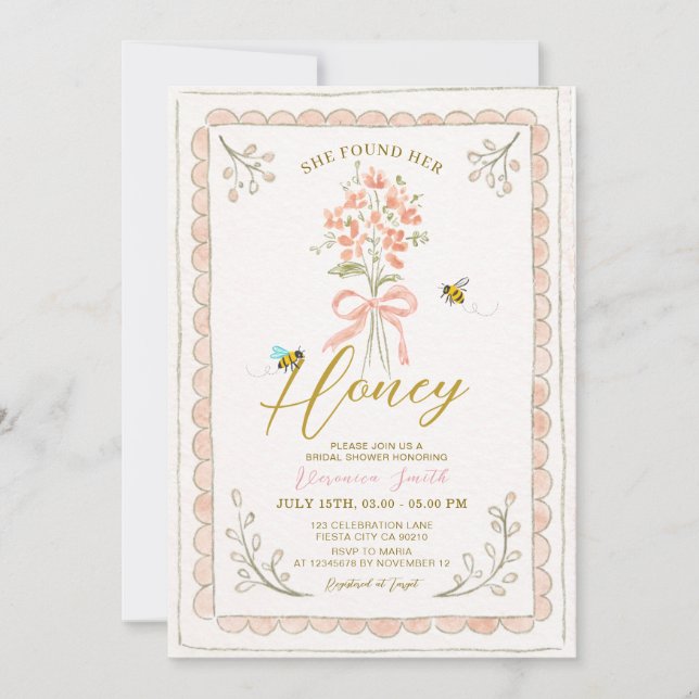 Invitation She Found Her Honey Bee Bridal Shower (Devant)