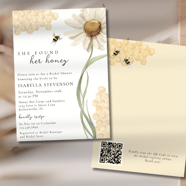 Invitation She Found Her Honey Bee Bridal Shower QR Code (Créateur téléchargé)