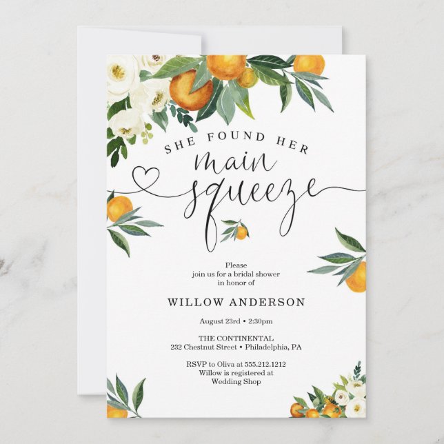 Invitation She Found Her Main Squeeze Bridal Shower (Devant)