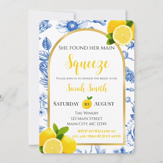Invitation She Found Her Main Squeeze Bridal Shower Invitatio (Devant)