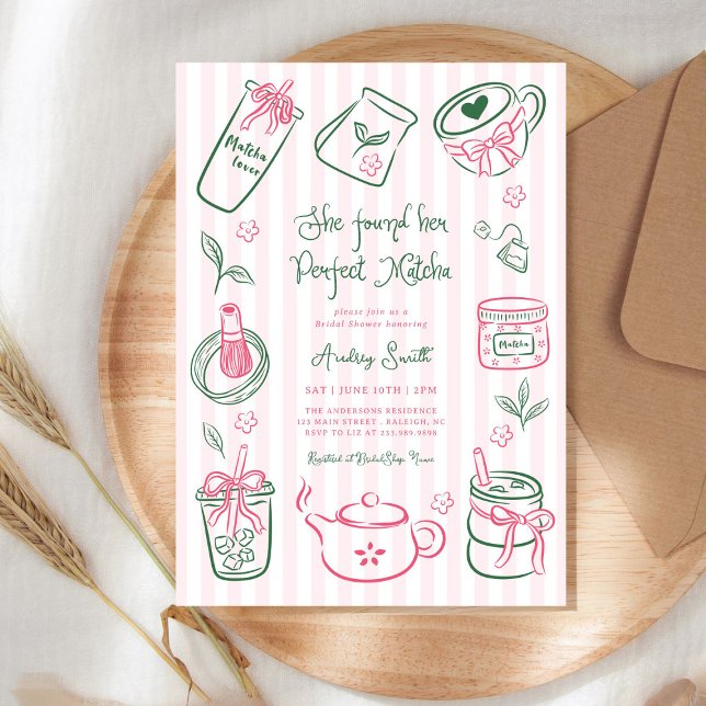 Invitation She Found Her Perfect Matcha Pink Bridal Shower (Créateur téléchargé)
