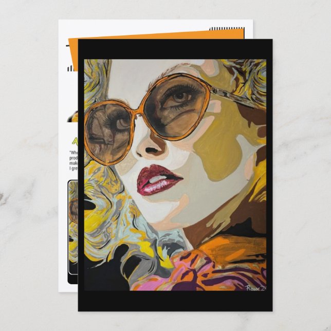 Invitation She Likes Pina Coladas Painting Small-Scale Print  (Devant / Derrière)