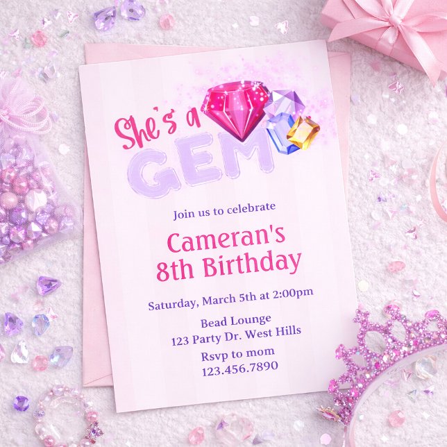 Invitation She’s a Gem Birthday  | Gemstone | (Créateur téléchargé)