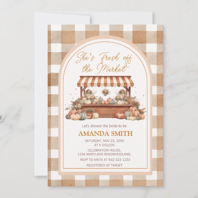Invitation She’s Fresh Off The Market Pumpkin Bridal Shower  (Devant)