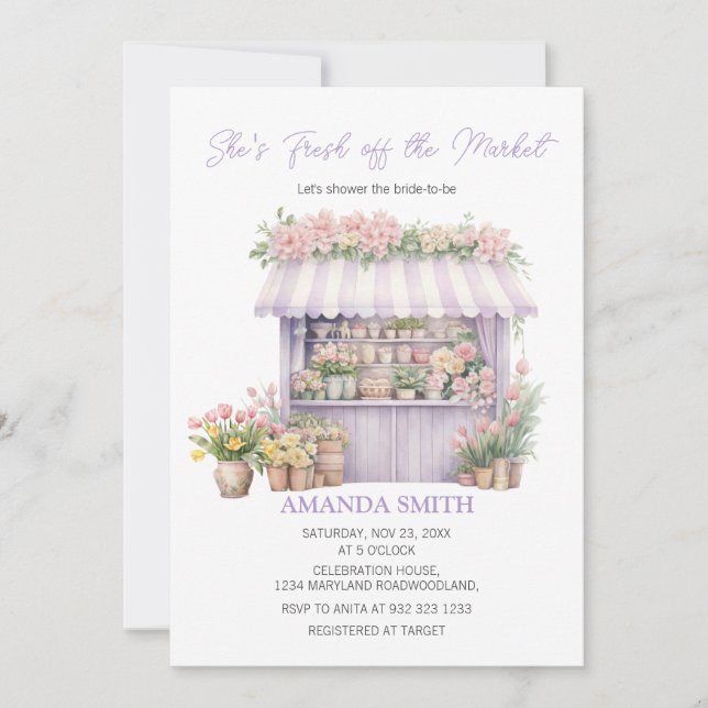 Invitation She’s Fresh Off The Market Purple Lilac Bridal  (Devant)