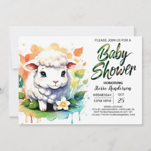 Invitation Sheepish Wonder Lamb Girb Baby shower