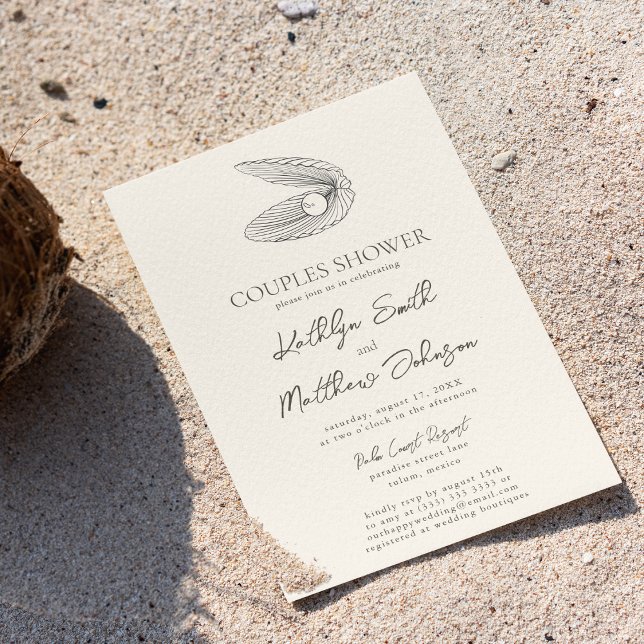 Invitation Shell Beach Ocean Mariage Couples douche (Créateur téléchargé)