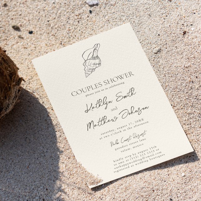 Invitation Shell Beach Ocean Mariage Couples douche (Créateur téléchargé)