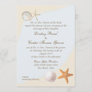 Invitation Shell Beach Sea Shore Mariage