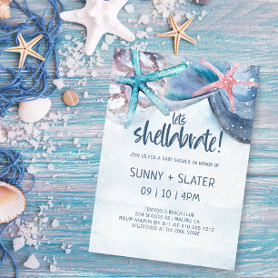 Invitation Shellabration Fête de bébé Coquillages de plage