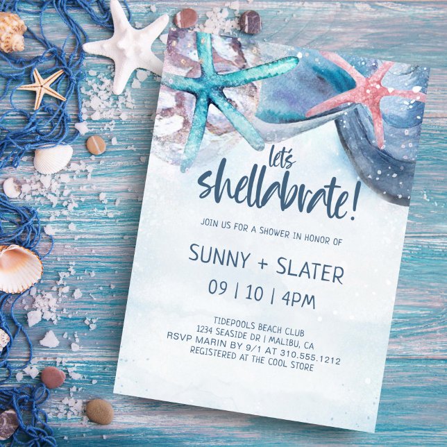 Invitation Shellabration | Plage Coquillages Mariage Shower (Créateur téléchargé)