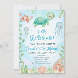 Invitation Shellebrate Sea Turtle Under Sea Birthday