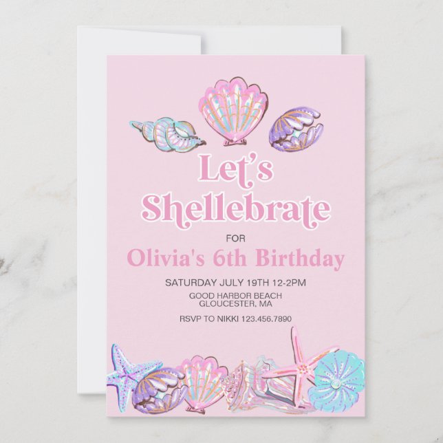 Invitation Shellebrate Seashell Beach (Devant)