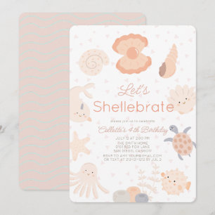 Invitation Shellebrate Seashell Créations Anniversaire rose