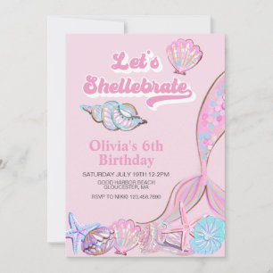 Invitation Shellebrate Seashell et sirène Anniversaire
